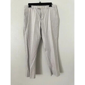 Perry Ellis Men's 30/26 White Portfolio Plaid Dress Slacks Slim Fit